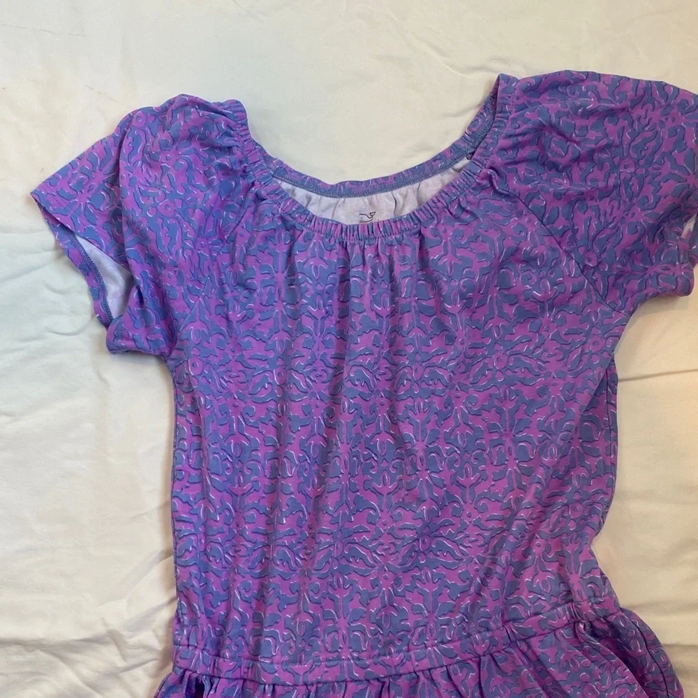 Vineyard Vines Girls Purple Patterned Romper